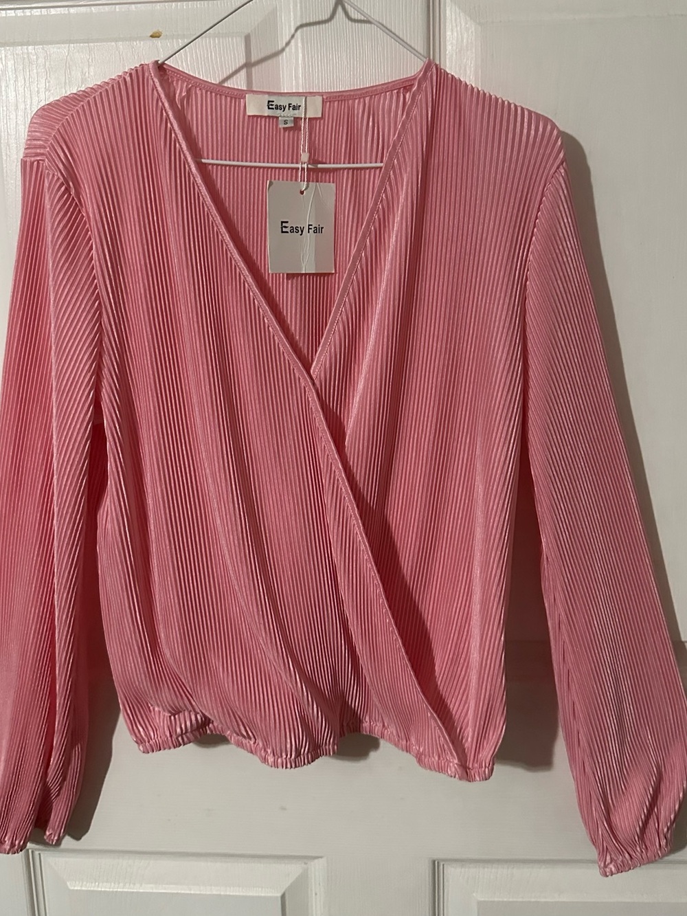 Pink Pleated Wrap Blouse for Women